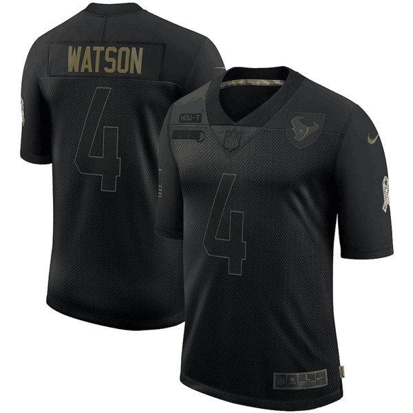 Men's Houston Texans #4 Deshaun Watson Black 2020 Salute To Service Limited Stitched Jersey
